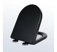 Colored D Shape Toilet Seat Soft Close,with Adjustable Hinge Quick Release Top Fixed Cover Bathroom(Black)