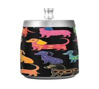 Colored Dachshunds are Shown on a Black Smoking Can, Ashtray with Lid Smell Proof, Home Ashtrays for Cigarettes