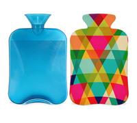 Colored Digital Geometric Hot Water Bottle with Cover, 2L Hot Water Bag for Pain Relief, Neck Soft and Shoulder, Hand Feet Warmer, Hot and Cold Compress for Adult Kids