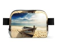 Colored Doodle Flowers Fanny Pack Crossbody Waist Bag Pack Waterproof Mini Belt Bag Bum Hip Bag for Men Women, Boat On The Beach, One Size