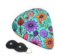 Colored Doodle Flowers Guitar Picks 6-Pack - Pick Set (0.46mm / 0.71mm / 0.96mm) Suitable For Guitar And Ukulele Playing