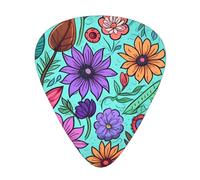 Colored Doodle Flowers Guitar Plectrums, 12 Pcs Lightweight Guitar Plectrums, 0.46mm/0.71mm/0.96mm Thickness For Acoustic Guitar Acoustic Electric Guitar Ukulele Bass