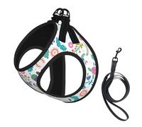Colored Doodle Flowers Print Reflective No Choke Pet Vest Harness,Adjustable Soft Padded Dog Harness With Easy Control Handle