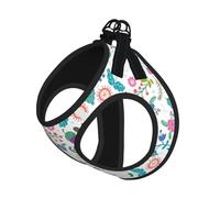 Colored Doodle Flowers Print Reflective No Choke Pet Vest Harness,Adjustable Soft Padded Dog Harness With Easy Control Handle