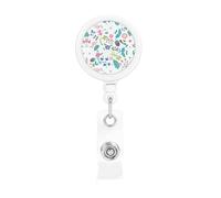 Colored Doodle Flowers Print Retractable Badge Holder, Cute Nursing Badge Reel, Badge Clip Id Card Holders
