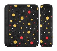 Colored Dot Black Yellow Red 2 Pack car seat Pads for Straps, Release Stress to Your Neck and Shoulders, seat Belt Cover pad for Bag Most Cars Bag 10x7.7 in accesorios para carro