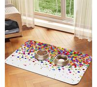 Colored Dots Art Pet Feeding Mat Bowl Mat Dog Mat Suitable For Dogs Cats Specific Pads Feeder