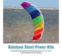 Colored Dual Line Stunt Power Sport Kite Fabric Seaside Beach Toy Abrasion Long Lasting No Rib Light Weight Foldable Professional Entertaining Stimulating Suitable for Open