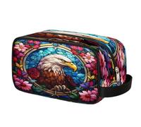 Colored Eagle Flowers Pattern Toiletry Bag Hanging Cosmetic Bag Portable Travel Makeup Bag Large Shaving Bag for Women Men
