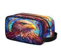 Colored Eagle Pattern Toiletry Bag Hanging Cosmetic Bag Portable Travel Makeup Bag Large Shaving Bag for Women Men
