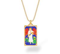 Colored Enamel Tarot Card Necklace - 18K Gold-Plated Major Arcana Pendant, Meaningful Charm Jewelry, Spiritual Gift for Witchy Women, Boho Layered Accessory (Temperance)