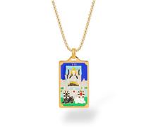 Colored Enamel Tarot Card Necklace - 18K Gold-Plated Major Arcana Pendant, Meaningful Charm Jewelry, Spiritual Gift for Witchy Women, Boho Layered Accessory (The Chariot)