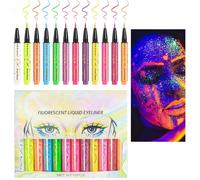 Colored Eye Liner, Waterproof Fluorescent Matte Face Glitter, UV Neon Pigmented Graphic Liners, 12 Festival Makeup Kit, Face and Body Painting Liner, Neon Eye Liner Set, UV Neon Liner Kit