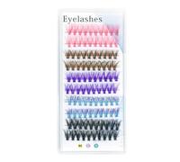 Colored Eyelash Clusters Curly Eyelashes Pink Blue Colors Eyelashes Natural Wispy Mixed Length Eyelash Pack Soft False Eyelashes 12/14/16mm 062321