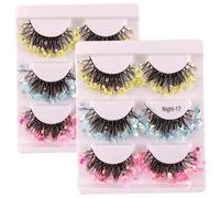 Colored Eyelashes, 6 Pairs Mink Fluffy Eye Lashes, Dramatic Long Thick Colorful Lash Clusters, Full Curly False Eyelash Cat Fox Eye Lashes, 3d D Salon Extensions Strip