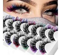 Colored Eyelashes False Eyelashes Curl Lashes With Color 16mm 7 Colors Mink Colorful Lashes Russian Strip Lashes Fake Lashes Extension Angel Wing Lashes