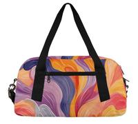 Colored Feather Liquid Kids Duffle Bag Boys Girls Small Sport Dance Gym Bag for Overnight Travel Weekender Carry On, Colored Feather Liquid, 18.5"L x 9.4"W x 7.8"H