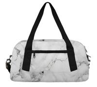 Colored Feather Liquid Kids Duffle Bag Boys Girls Small Sport Dance Gym Bag for Overnight Travel Weekender Carry On, White Marble, 18.5"L x 9.4"W x 7.8"H