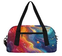 Colored Feather Liquid Kids Duffle Bag Boys Girls Small Sport Dance Gym Bag for Overnight Travel Weekender Carry On, Abstract Liquid, 18.5"L x 9.4"W x 7.8"H