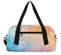 Colored Feather Liquid Kids Duffle Bag Boys Girls Small Sport Dance Gym Bag for Overnight Travel Weekender Carry On, Abstract Color Watercolor, 18.5"L x 9.4"W x 7.8"H