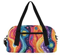 Colored Feather Liquid Kids Duffle Bag Boys Girls Small Sport Dance Gym Bag for Overnight Travel Weekender Carry On, Colorful Liquid Texture, 18.5"L x 9.4"W x 7.8"H