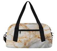 Colored Feather Liquid Kids Duffle Bag Boys Girls Small Sport Dance Gym Bag for Overnight Travel Weekender Carry On, Gold Marble, 18.5"L x 9.4"W x 7.8"H