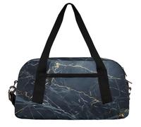 Colored Feather Liquid Kids Duffle Bag Boys Girls Small Sport Dance Gym Bag for Overnight Travel Weekender Carry On, Black Marble Pattern, 18.5"L x 9.4"W x 7.8"H