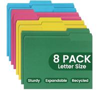 Colored File Folders 8 Packs, Letter Size, 1/3 Cut Tab. Chromatic Manila Folders 8.5 x 11 for Documents, File Folders with Foldable Lines for Easy Storage, Carpetas para Documentos for Office, School