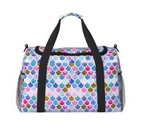 Colored Fish Scale Print Duffel Bag for Travel Weekender Overnight Carry On Bag Women Men Gym Luggage Bag Carry on