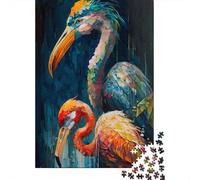 Colored Flamingo Duo Adult 1000-Piece Jigsaw Puzzle, 52x38cm/1000pcs, White Cardboard with Reduced Dust; Shared Family Time Around The Table