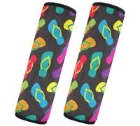 Colored Flip Flops on Black Car Seat Strap Covers Backpack Strap Covers Soft
