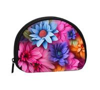Colored Flowers Coin Purse Personalized Coin Bag for Women Men Change Purse Small Wallets with Zipper Mini Shell Coin Pouch Outdoor Shopping Change Storage Bag Handbags Gifts