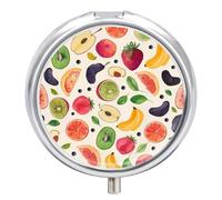 Colored Fruits Pill Case Box with 3 Compartment Medicine Vitamin Organizer for Purse Pocket 5x5cm
