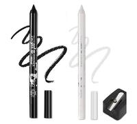 Colored Gel Glitter Eyeliner Pencils Pen Set, 2 Pcs Eyeliner Waterproof Lip Liner Eye Shadows Eyebrow Pencils Pen Eye Makeup (01 Black & 02 White)