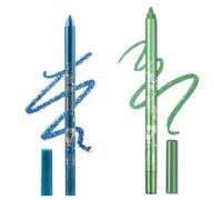 Colored Gel Glitter Eyeliner Pencils Pen Set, 2 Pcs Eyeliner Waterproof Lip Liner Eye Shadows Eyebrow Pencils Pen Eye Makeup (07 Blue & 08 Green)