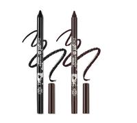 Colored Gel Glitter Eyeliner Pencils Pen Set, 2 Pcs Eyeliner Waterproof Lip Liner Eye Shadows Eyebrow Pencils Pen Eye Makeup (01 Black & 06 Brown)