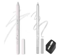 Colored Gel Glitter Eyeliner Pencils Pen Set, 2 Pcs Eyeliner Waterproof Lip Liner Eye Shadows Eyebrow Pencils Pen Eye Makeup (05silver&02white)