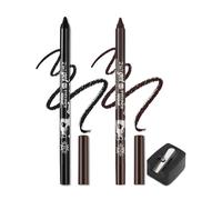 Colored Gel Glitter Eyeliner Pencils Pen Set, 2 Pcs Eyeliner Waterproof Lip Liner Eye Shadows Eyebrow Pencils Pen Eye Makeup (01 Black & 06 Brown)