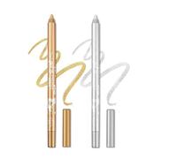Colored Gel Glitter Eyeliner Pencils Pen Set, 2 Pcs Eyeliner Waterproof Lip Liner Eye Shadows Eyebrow Pencils Pen Eye Makeup (04 Gold & 05 Silver)