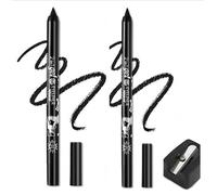 Colored Gel Glitter Eyeliner Pencils Pen Set, 2 Pcs Eyeliner Waterproof Lip Liner Eye Shadows Eyebrow Pencils Pen Eye Makeup (01 Black & 01 Black)