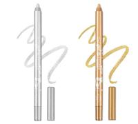 Colored Gel Glitter Eyeliner Pencils Pen Set, 2 Pcs Eyeliner Waterproof Lip Liner Eye Shadows Eyebrow Pencils Pen Eye Makeup (05silver+04gold)