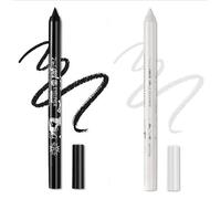 Colored Gel Glitter Eyeliner Pencils Pen Set, 2 Pcs Eyeliner Waterproof Lip Liner Eye Shadows Eyebrow Pencils Pen Eye Makeup (01 Black & 02 White)