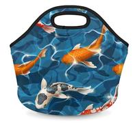 Colored Goldfish Neoprene Lunch Bag, Animal Soft Insulated Lunch Box Tote Container Cooler Warm Picnic Bags for Women Men