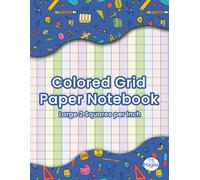 Colored Grid Paper Notebook: Large 2 Squares per Inch - Ideal for Kids and Adults with ADHD, Dyslexia, Dysgraphia, Dyscalculia, Irlen Syndrome, and Visual Stress