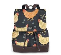 Colored hens arranged in a row Ladies Travel Fashion Back Pack,Casual backpack,Print Women's leather backpack for Work