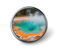 Colored Hot Spring Enamel Lapel Pins Round Cute Badge Brooches Unisex Metal Pin for Clothing, Hats, Bags & Backpacks