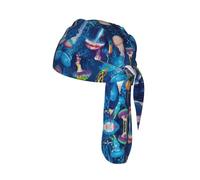 Colored jellyfish Print Cycling Headwrap Under Helmet Skull Cap Sweat Wicking Quick Dry for Patriotic Event Gift