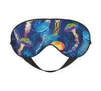 Colored Jellyfish Print Functionality Cozy Eye Mask Adjustable Strap Nap Night Travel Camping Yoga Relax