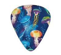 Colored Jellyfish Print Guitar Picks,12 Pack Guitar Plectrums Thin, For Bass Electric Acoustic Guitars Ukulele