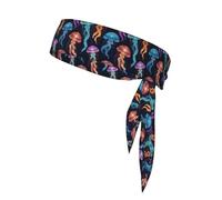 Colored Jellyfish Print Ninja Headbands,Adjustable Head Tie For Men, Sports Sweatband For Yoga Running Basketball